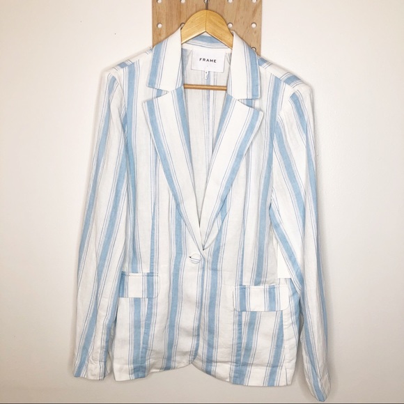 NWT FRAME CLASSIC MULTI STRIPE BLAZER IN OFF WHITE - Picture 7 of 14
